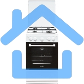 Плита газовая Cezaris ПГ 2150-06 белый, конфорок 4 газовых, духовка 43 л, 51 см x 85 см x 55 см