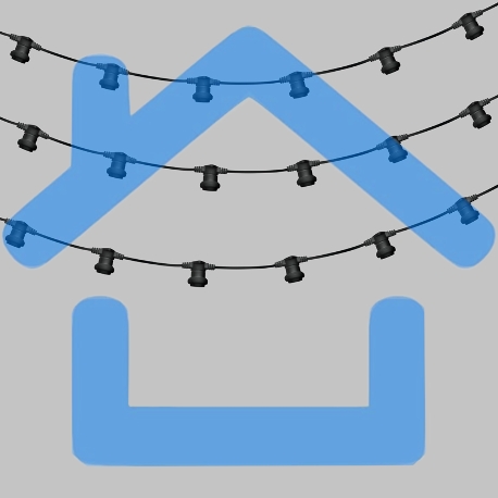 Гирлянда Белт-Лайт 2 жилы, 50м, шаг 20см, 250 патронов E27, IP65, черный круглый провод NEON-NIGHT