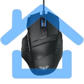 Мышь проводная AULA S12 черный, 2400 dpi, USB, кнопки - 7