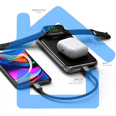 Беспроводное зарядное устройство Satechi Quatro Wireless Power Bank. серый космос ST-UC10WPBM-1