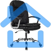 Кресло руководителя Бюрократ CH-868SL черный, эко.кожа, крестов. металл хром