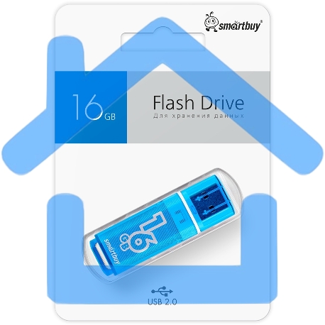 Флешка USB R/W Smartbuy Glossy series Blue (SB16GbGS-B), 16Gb, USB 2.0, R/W 25/15, синий