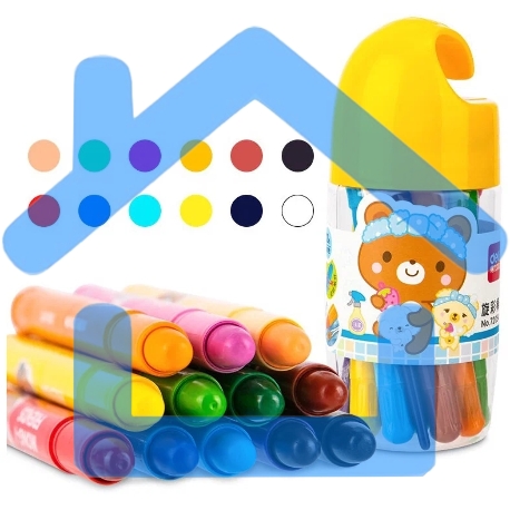 Масляная пастель Deli 72054 с поворотным механизмом, 12 цветов, длина 130мм, диаметр 13мм, пластиковая туба-2