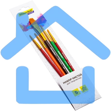 Набор кистей Silwerhof Color, синтетика (набор 5шт) синтетика круглая №3 / плоская №2,6,14 / овальная №1-1