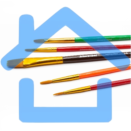 Набор кистей Silwerhof Color, синтетика (набор 5шт) синтетика круглая №3 / плоская №2,6,14 / овальная №1-2