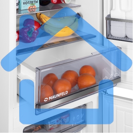 Встраиваемый холодильник Maunfeld MBF177SWGR Inverter белый двухкамерный 197/76 л, морозилка снизу, DeFrost-5