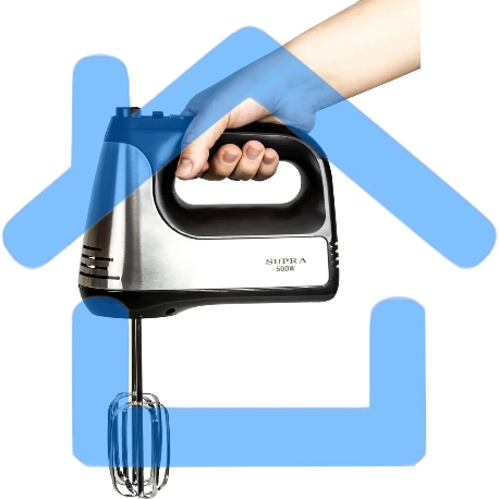 Миксер SUPRA MXS-591 500 Вт, 6 скоростей, режим Турбо, насадки для взбивания яиц и крема, насадки для замеса тяжелого теста, корпус металл/пластик, черный)-1