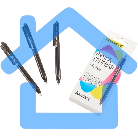 Набор ручек гелевых автоматическая Silwerhof NG Standart, d=0.5мм, черные чернила, коробка картонная (12шт)-3