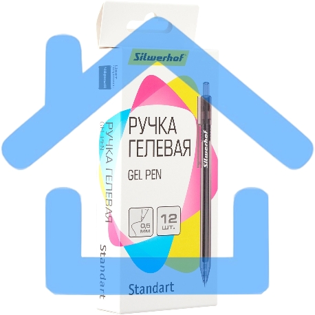 Набор ручек гелевых автоматическая Silwerhof NG Standart, d=0.5мм, черные чернила, коробка картонная (12шт)-6