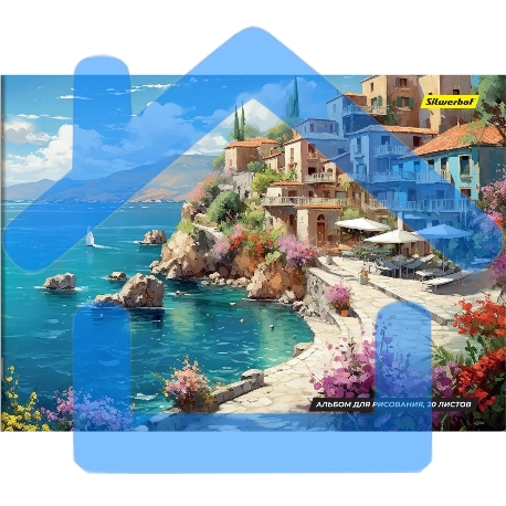 Альбом для рисования Silwerhof 20л. A4 Акварельные пейзажи 4 дизайна, картон скрепка-2