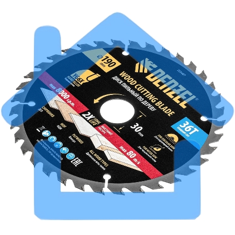 Пильный диск по дереву Denzel ф190 х 30 мм, 36 зубьев 733407-7