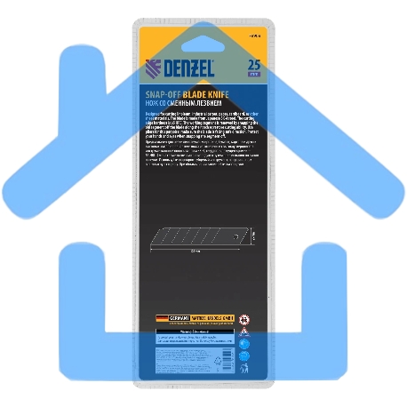 Нож Denzel 25 мм, сменное лезвие, SK4, корпус из ABS + TPR, торцевой зажим-4