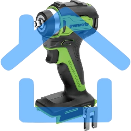 Гайковерт ударный аккумуляторный GreenWorks GD24IW200, 24v, 200 Нм, без АКБ и ЗУ (3803607)