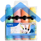 Набор текстовыделителей Deli EU356-MT Macaron, скошенный пишущий наконечник, 4 цвета,