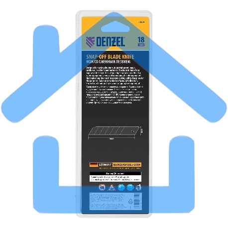 Нож Denzel 18 мм, сменное лезвие, SK4, корпус из цинкового сплава + TPR, торцевой зажим-3