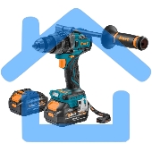 Дрель-шуруповерт Bort BAB-21Ix2Li-XDK, Аккумуляторная, 18В, 2 АКБ, Ударная