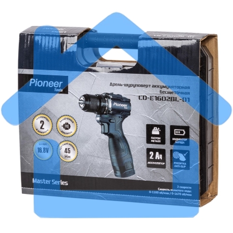 Дрель-шуруповерт Pioneer CD-E1602BL-01, Аккумуляторная, 16,8В, 2 АКБ, Кейс-5