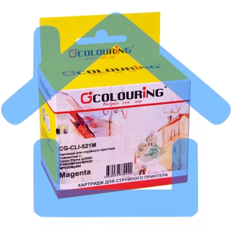 Картридж струйный Colouring CG-CLI-521M пурпурный с чипом водный (9 мл) для Canon IP3600/IP4600/MP540/MP550/MP620/MP630/MP980-1