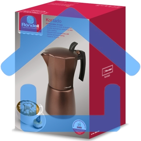 Кофеварка гейзерная Rondell Kortado RDA-399, 0.45л, алюминий, коричневый-2