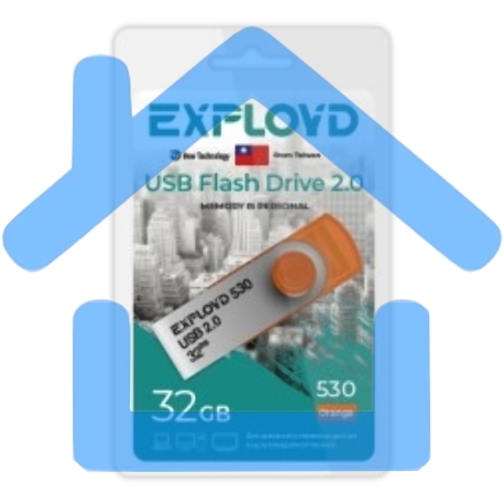 Флешка USB Exployd 530 Orange (EX032Gb530-O), 32Gb, USB 2.0, R/W 20/10, оранжевый-1
