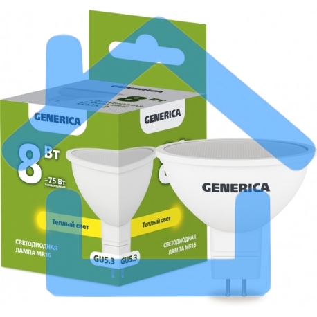 Лампа cветодиодная LED MR16 IEK LL-MR16-08-230-30-GU5-G софит 8Вт 230В 3000К GU5.3 GENERICA