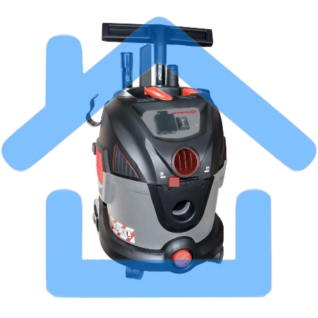 Строительный пылесос INTERSKOL PU-20/1400P серый, 230/1400 Вт, уборка сухая/сбор воды/выдув, пылесборник мешок/контейнер, 20 л