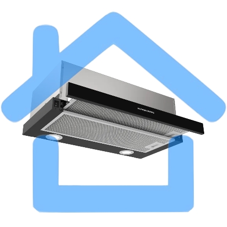 Встраиваемая вытяжка Kuppersberg SLIMHIT 60 BG, телескопическая, 60 см, High-Tech, макс. Производительность 750 м3/ч, 2 скорости, механическое управление, светодиодное освещение, уровень шума 51 дБ, цвет черный-1