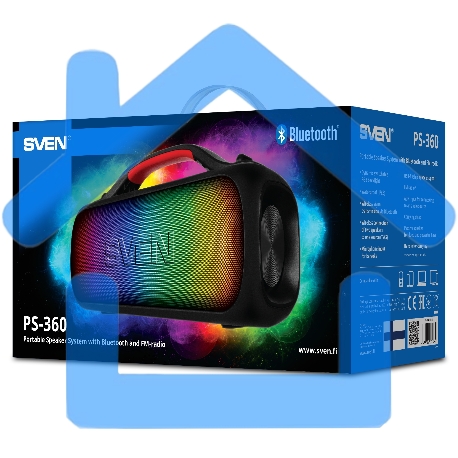 Мобильные колонки Sven PS-360 2.0 черные 2x12W Bluetooth-1