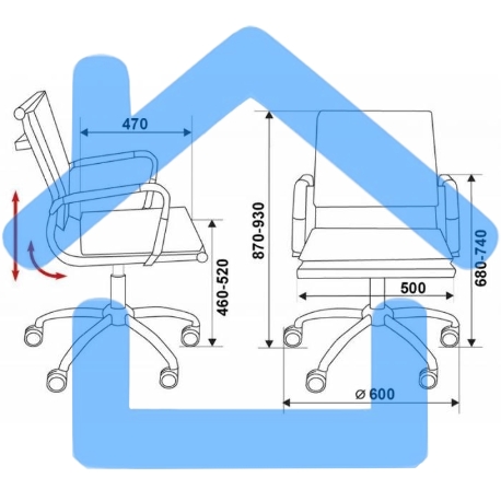 Кресло руководителя Бюрократ CH-993-Low/blue синий, низкая спинка, искусственная кожа, крестовина хромированная-9