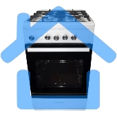 Плита газовая De Luxe 506040.24Г ЧР белый, конфорок 4 шт, духовка 54 л, 50 см x 85 см x 60 см