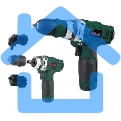 Профессиональный аккумуляторный шуруповерт KLPRO KLNM1020S (10,8В, LI-ion 2.0А·ч, 3 сменные насадки, 19 ступений, 30Нм)