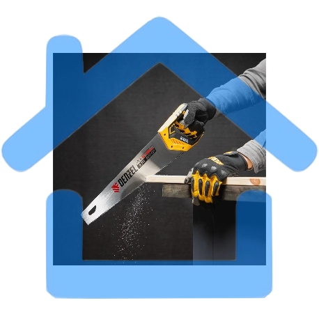 Ножовка по дереву Denzel 400 мм, 9 TPI, зуб 3D, двухкомпонентная рукоятка-1