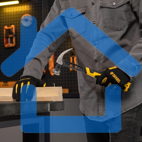 Молоток-гвоздодер Denzel 450 г, цельнокованый, боек с магнитом, двухкомп. обрезин. рук-ка-1