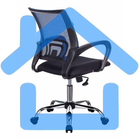 Кресло компьютерное Бюрократ CH-695N/SL/BL/TW-11 спинка сетка синий TW-05, сиденье черный TW-11, крестовина хром-16