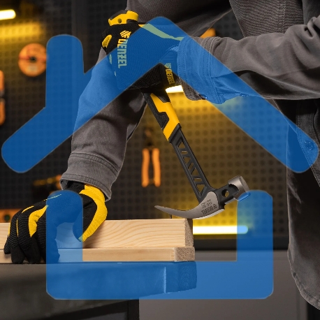 Молоток-гвоздодер Denzel 450 г, цельнокованый, боек с магнитом, двухкомп. обрезин. рук-ка-3