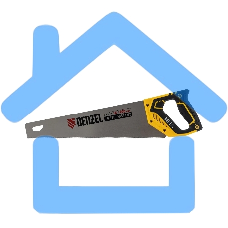 Ножовка по дереву Denzel 400 мм, 9 TPI, зуб 3D, двухкомпонентная рукоятка