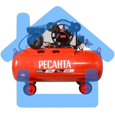 Компрессор поршневой Ресанта КП-100/400Р масляный 400л/мин 100л 2500Вт красный/черный-6