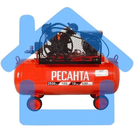 Компрессор поршневой Ресанта КП-100/400Р масляный 400л/мин 100л 2500Вт красный/черный-7