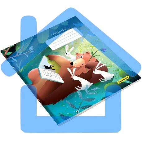 Набор тетрадей Silwerhof 2001668 18 листов, линейка, A5, Лесные друзья 4 дизайна, мелованный картон, водный лак, скрепка (упаковка: 4шт)-1