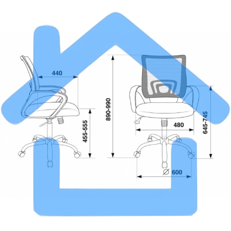Кресло компьютерное Бюрократ CH-695N/SL/BL/TW-11 спинка сетка синий TW-05, сиденье черный TW-11, крестовина хром-13