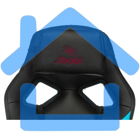 Кресло игровое Zombie DRIVER черный/голубой, искусственная кожа, с подголов. крестовина пластик-21