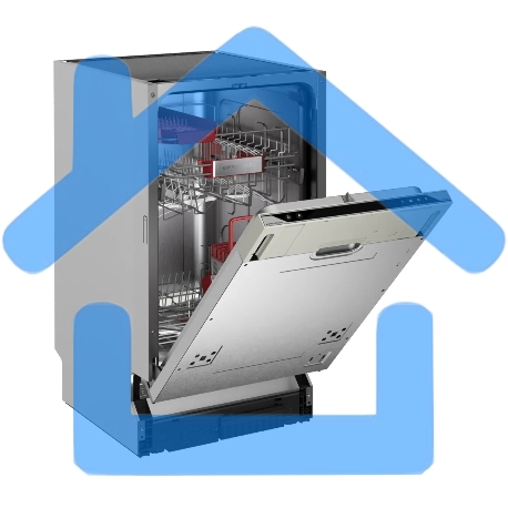 Встраиваемая посудомоечная машина Kuppersberg, High-Tech, 45 см, 10 комплектов, 3 корзины, 7 программ, конденсационная сушка, автоматическое открывание двери, LED подсветка, кнопочное управление, энергоэффективность А+++-9