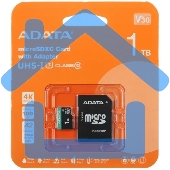 Флеш карта A-DATA AUSDX1TUI3V30SA2-RA1, 1Tb microSDXC Class 10 UHS-I U3 V30S A2 100/80 MB/s (SD адаптер)
