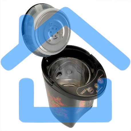 Термопот ВАСИЛИСА ВА-5007 Жостово Объем 4,5 л. Мощность в режиме кипячения 900 Вт. Мощность в режиме поддержания температуры воды 30 Вт. Внутренняя емкость из нержавеющей стали. Вращение корпуса на основании на 360°. Шкала уровня воды. Световые индикаторы-7