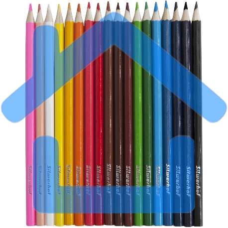 Карандаши цветные Silwerhof Eco 2.65 мм, шестигранный профиль, дерево, ассорти, 18 цветов, коробка с европодвесом-4