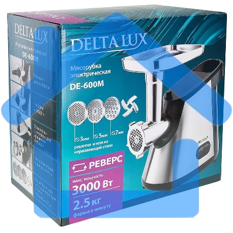 Мясорубка электрическая DELTA LUX DE-600M черный нерж-1