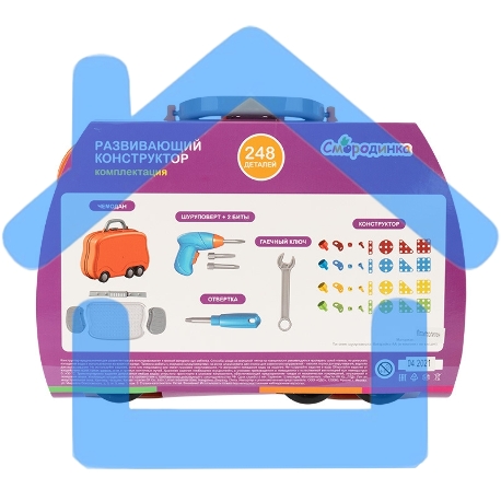 Конструктор Смородинка 70-0724 развивающий детский с шуруповертом и мозаикой, 248 деталей-3