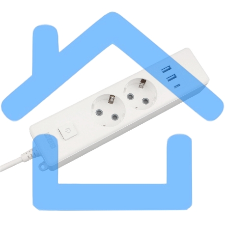 Бытовой удлинитель PowerCube, 2р с/з вык.,3USB, 3500 Вт, 16А, 1.9 м, 3*1,0 (белый) PC-4-2M-2