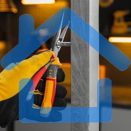 Длинногубцы прямые Denzel диэлектрические рукоятки до 1000 В, трехкомпонентные рукоятки, 205 мм-1