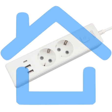 Бытовой удлинитель PowerCube, 2р с/з вык.,3USB, 3500 Вт, 16А, 1.9 м, 3*1,0 (белый) PC-4-2M-5